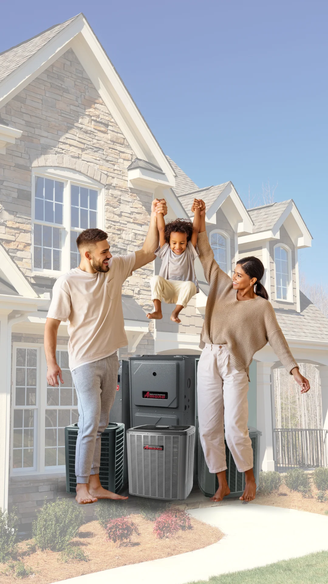 Happy family enjoying air comfort with HVAC systems