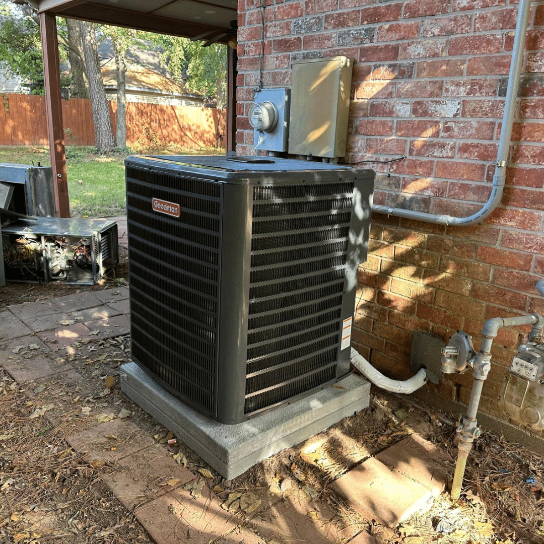 Air conditioning unit outside a house