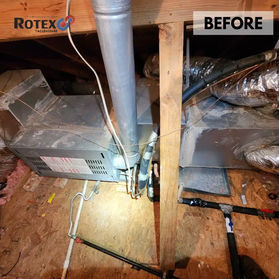 Before image of attic equipment installation
