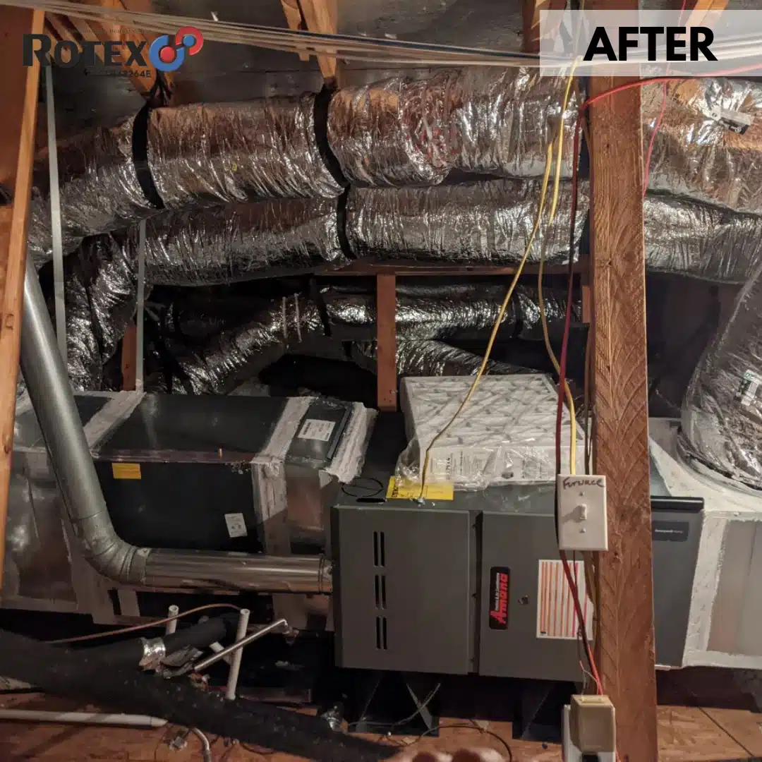 New HVAC system installation in attic