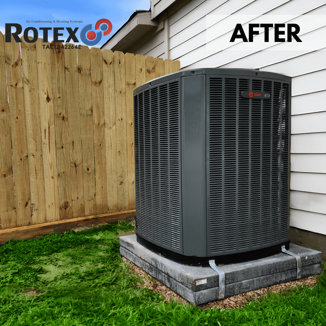 New air conditioning unit installed outdoors