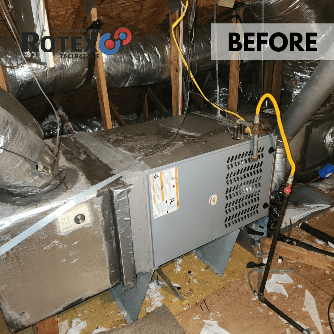 HVAC unit in attic before installation