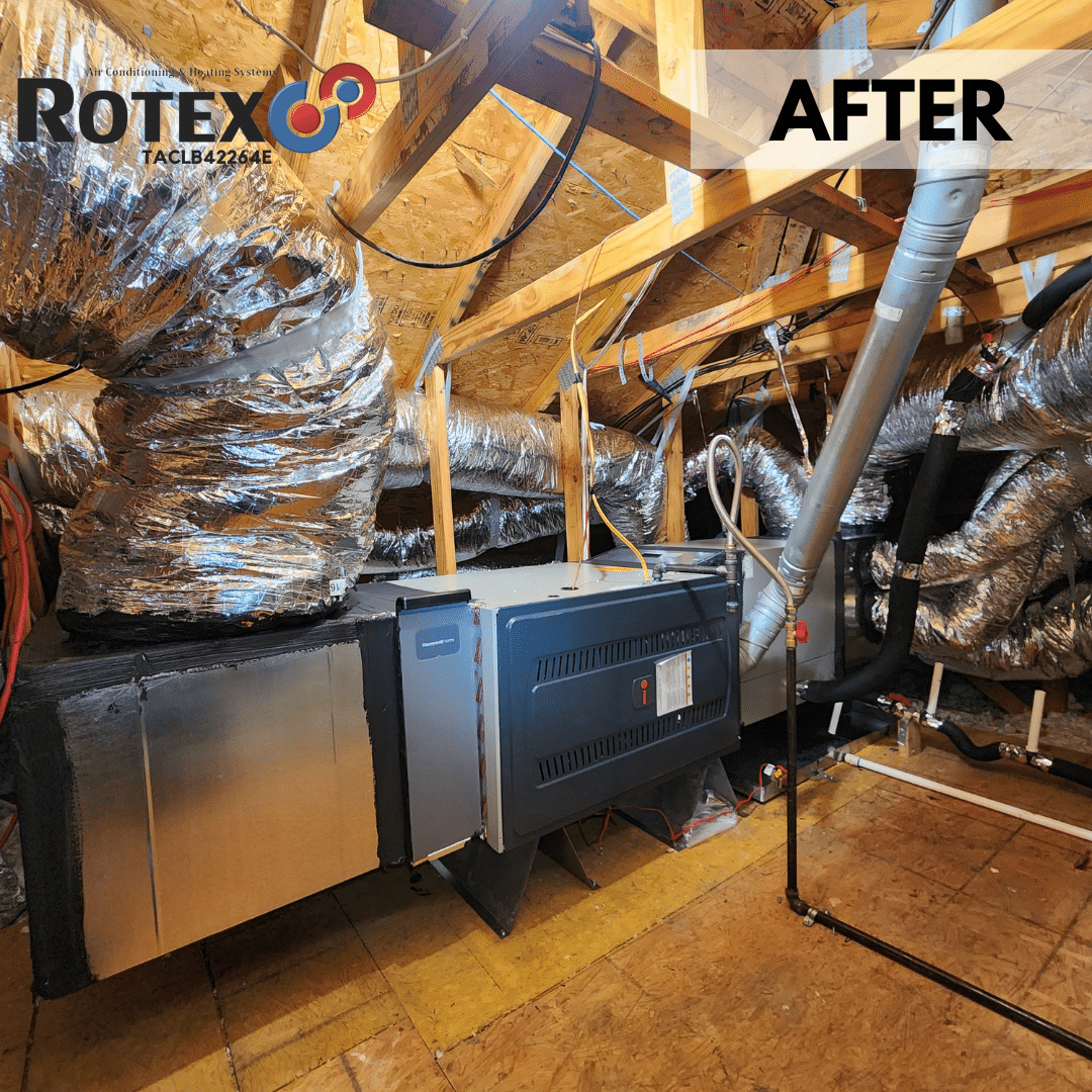 New HVAC system installation in attic